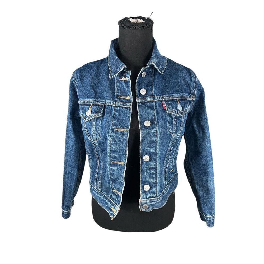 Levi’s Y2K vintage XS cropped trucker denim dark wash 77716-4837 jacket